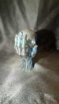 Black and Blue Skull in Hand