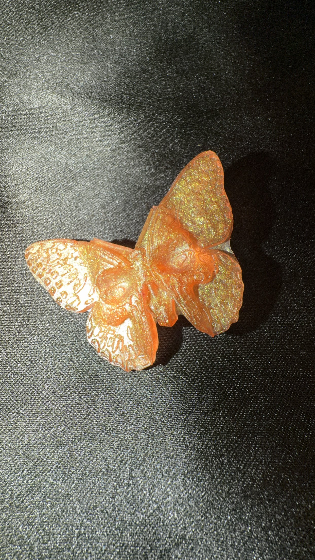 Orange Butterfly Skull Hair Clip